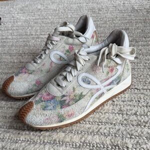 Loewe Floral Printed Low-Top Suede Sneakers